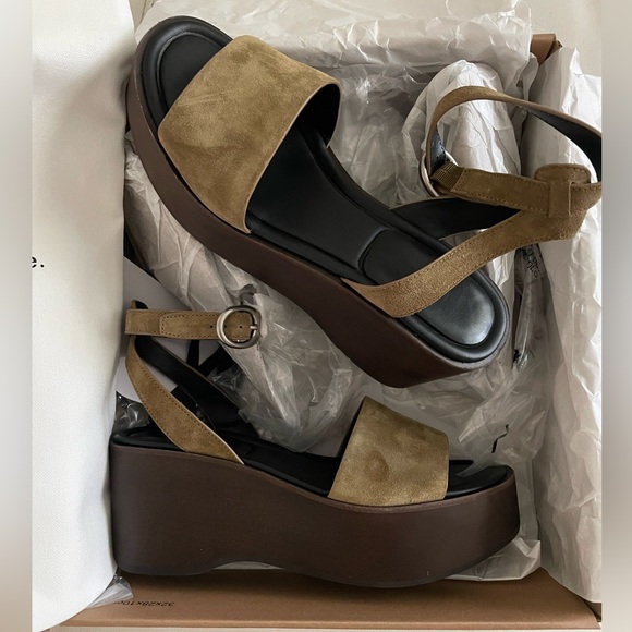 Vince Camuto Shoes - NIB Vince Camuto Philipa olive wood khaki tan suede flatform ankle strap size 7